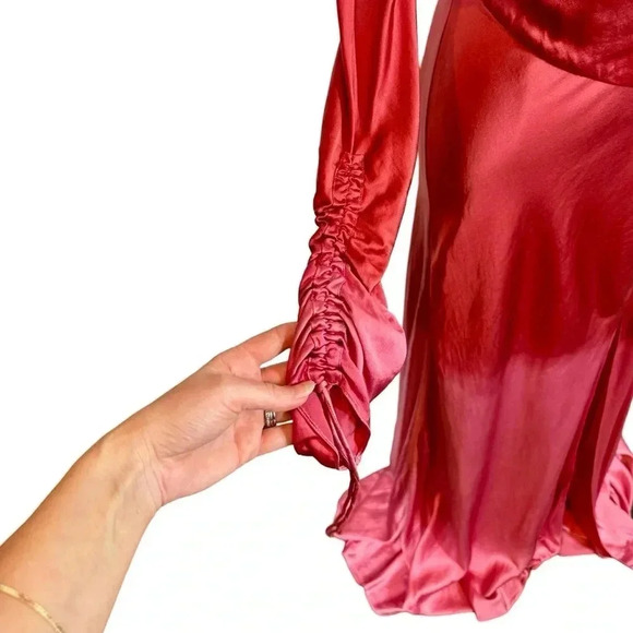 Alejandra Alonso Rojas Dip-Dye Silk One-Shoulder Asymmetrical Gown with/ Train - Picture 9 of 16